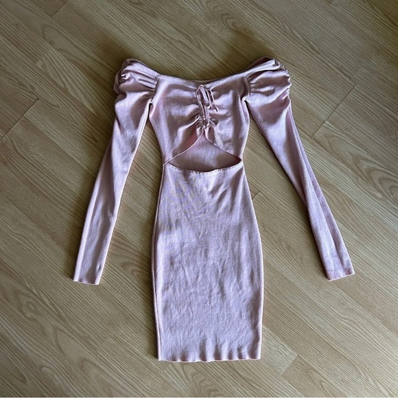 Hera Collection Pink Ribbed Cut Out Bodycon Dress Small - Picture 1 of 8